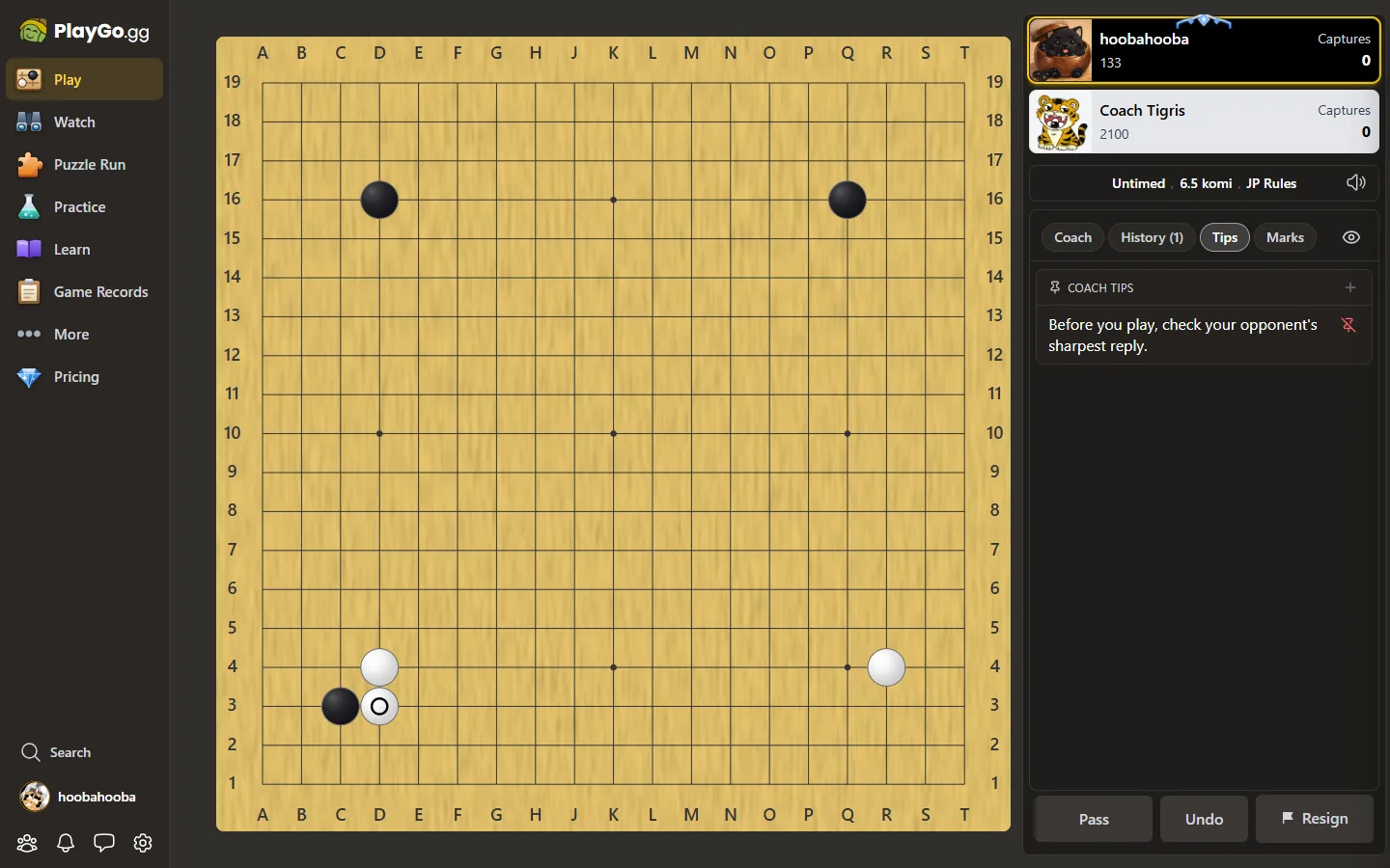 A pinned coach tip during a game